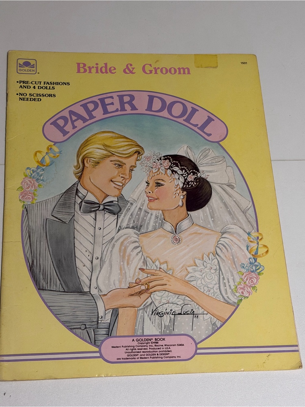 Vintage 1988 Golden Book Bride and Groom Paper Doll set- uncut/unused